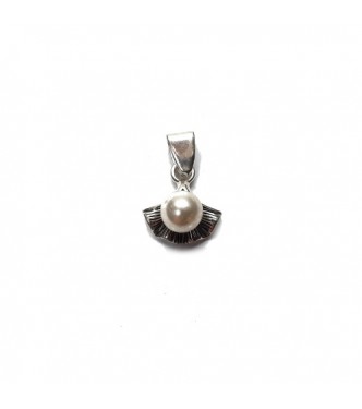 PE001584 Genuine Sterling Silver Small Pendant With 6mm Pearl Hallmarked Solid 925